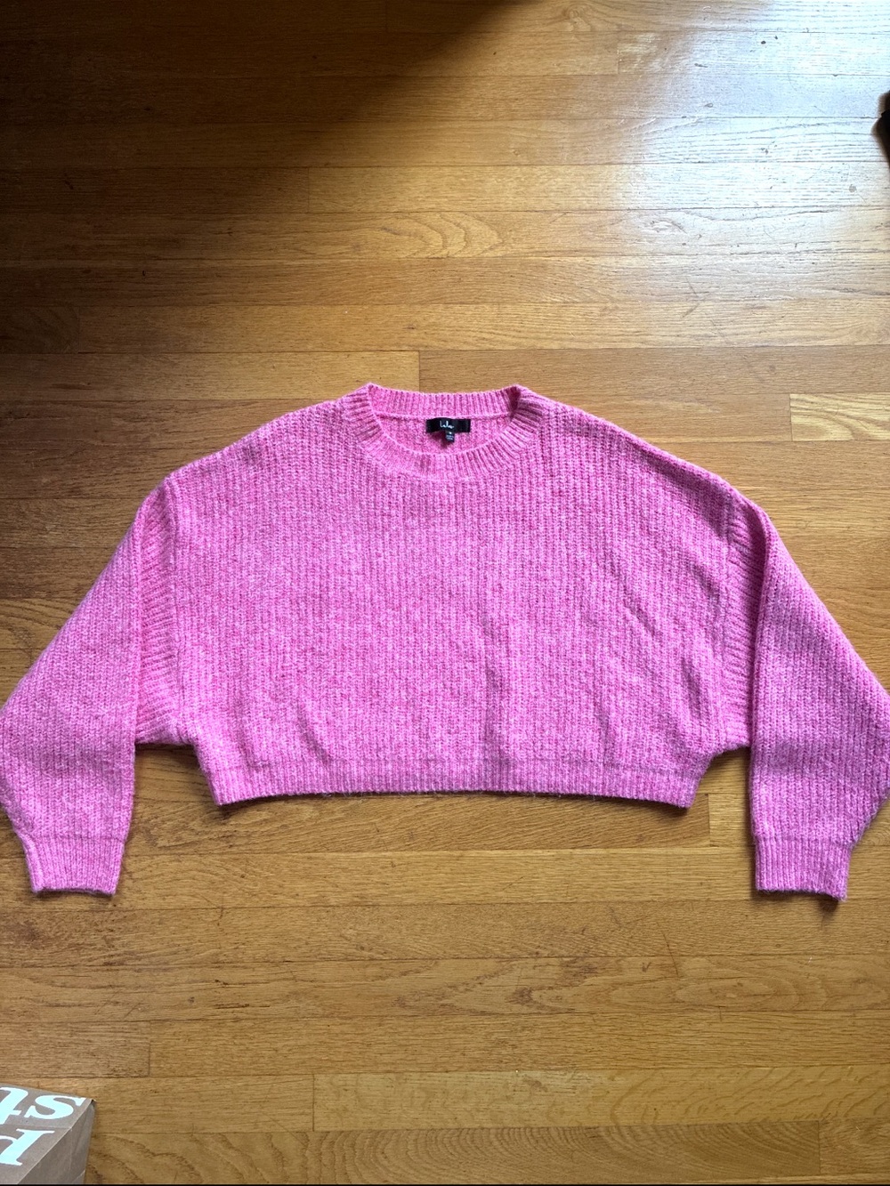 Lulu’s Pink Cropped Knit Sweater - Women